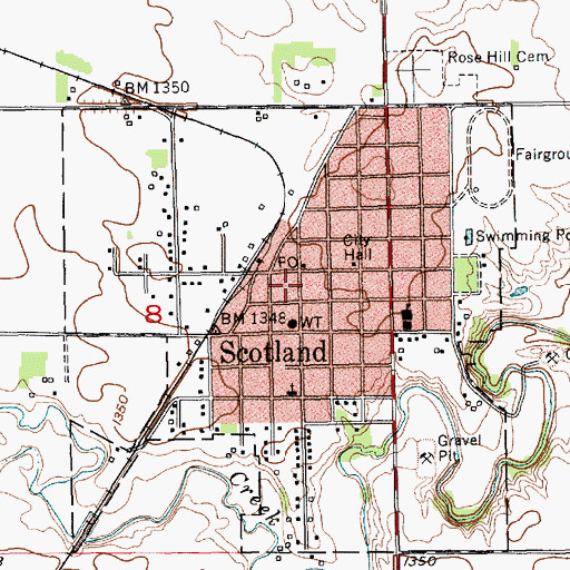 Topographic Map of Scotland Post Office, SD