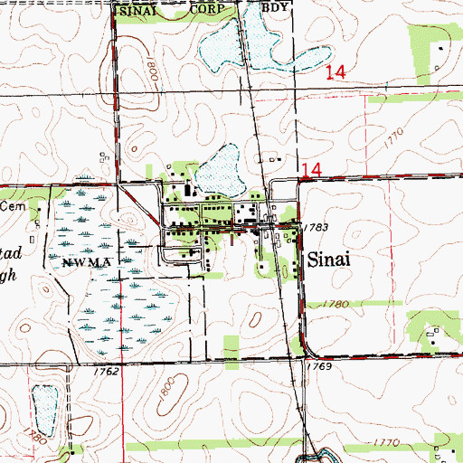Topographic Map of Sinai Post Office, SD