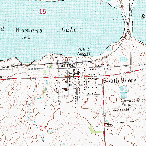 Topographic Map of South Shore Post Office, SD