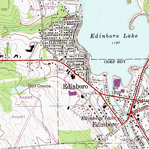 Topographic Map of Erie County Public Library Edinboro Branch, PA