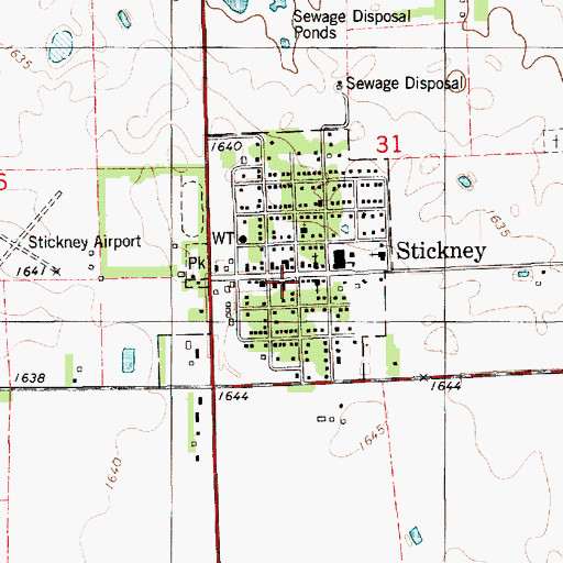 Topographic Map of Stickney Post Office, SD