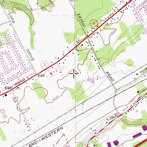 Topographic Map of Ridgewood Farms, PA