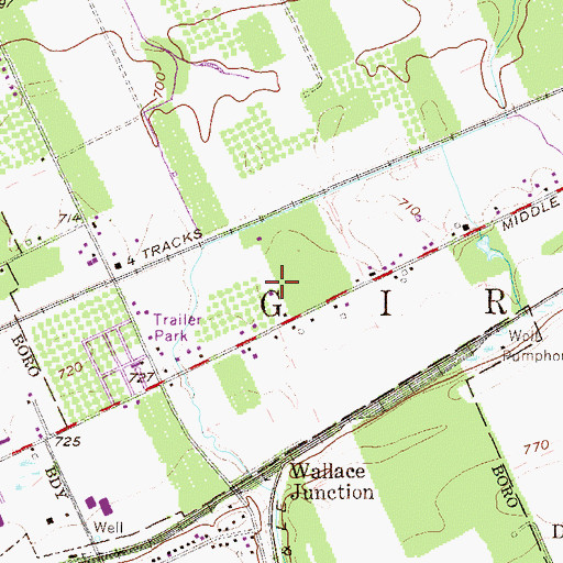 Topographic Map of Browns Farm, PA