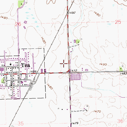 Topographic Map of Tea Post Office, SD