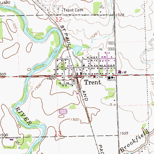 Topographic Map of Trent Post Office, SD