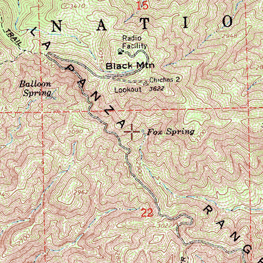 Topographic Map of Fox Spring, CA