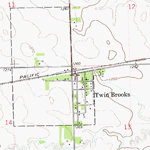 Topographic Map of Twin Brooks Post Office, SD