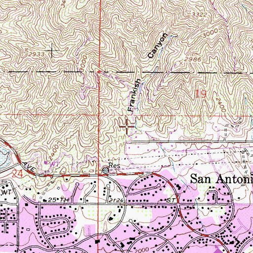 Topographic Map of Frankish Canyon, CA