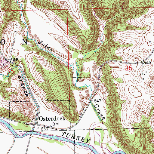 Topographic Map of Johles Hollow, IA
