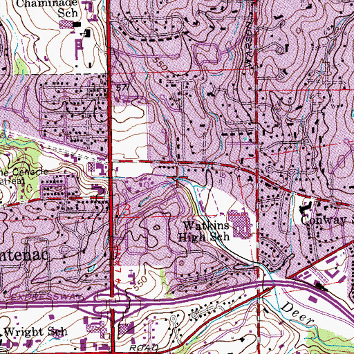 Topographic Map of Wildflower Creek, MO