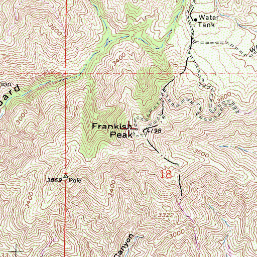 Topographic Map of Frankish Peak, CA