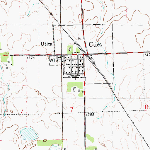 Topographic Map of Utica Post Office, SD