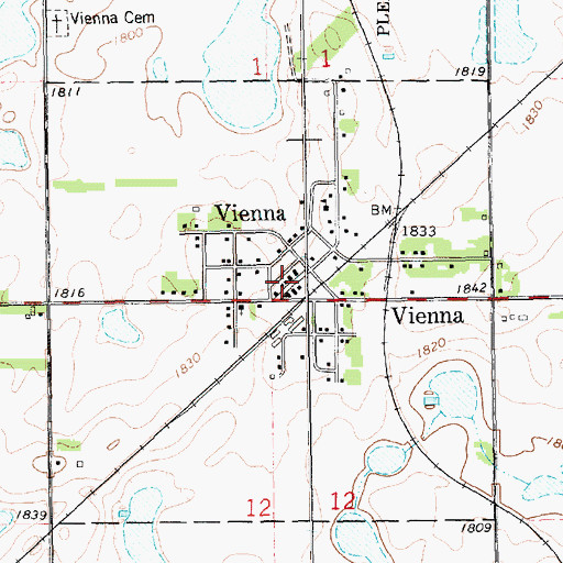 Topographic Map of Vienna Post Office (historical), SD