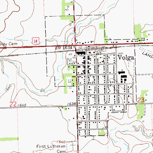 Topographic Map of Volga Post Office, SD