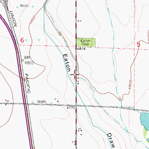 Topographic Map of Eaton and McClellan Ditch, CO