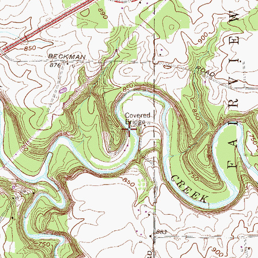 Topographic Map of Gudgeonville Covered Bridge (historical), PA