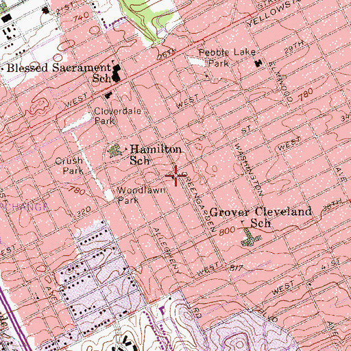 Topographic Map of Mount Calvary Lutheran Church, PA