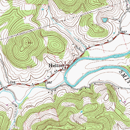 Topographic Map of Helton Cemetery, TN