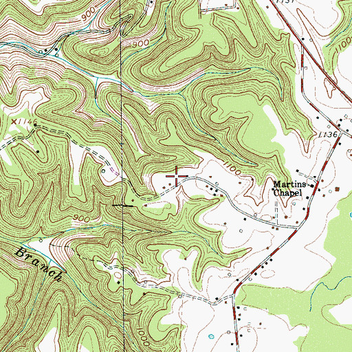 Topographic Map of Hendrix Cemetery, TN
