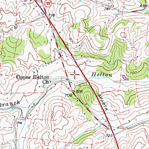 Topographic Map of Hicks Cemetery, TN