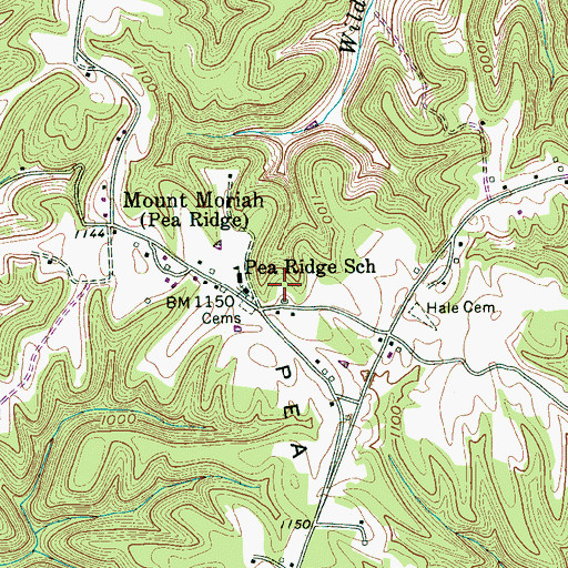 Topographic Map of Hicks Cemetery, TN