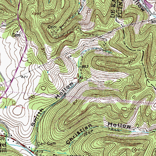 Topographic Map of Smith Cemetery, TN
