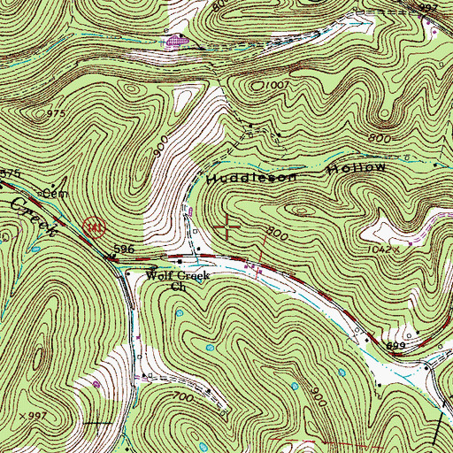 Topographic Map of Huddleston Cemetery, TN
