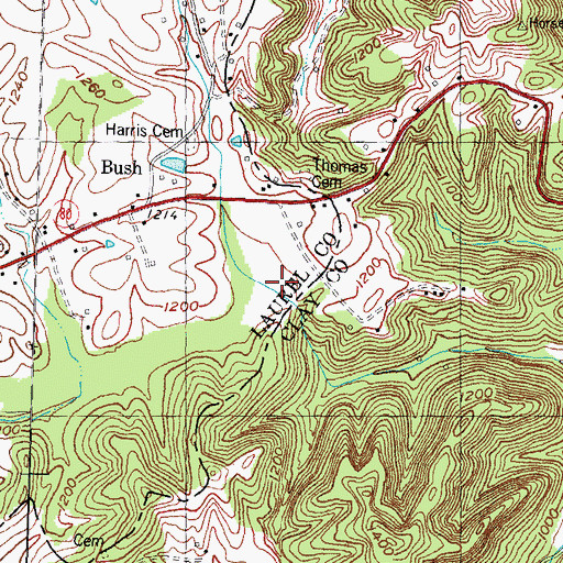 Topographic Map of Ribbon Post Office (historical), KY
