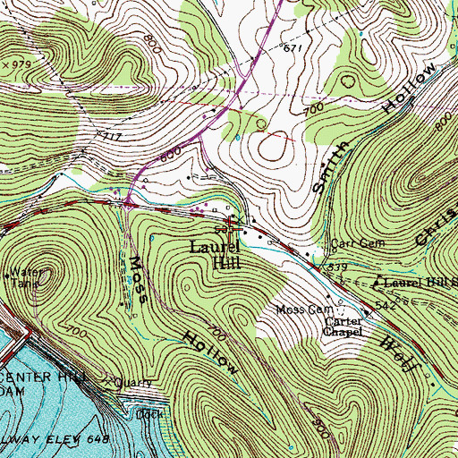 Topographic Map of League Cemetery, TN