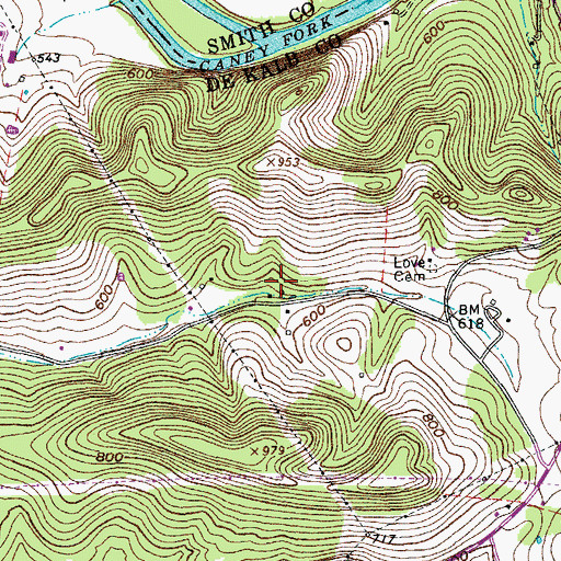 Topographic Map of Mollie League Cemetery, TN