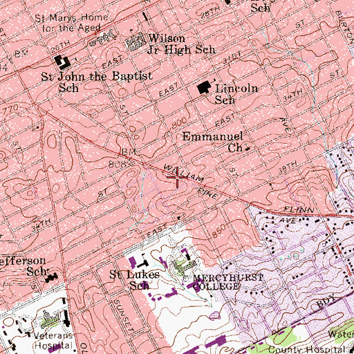 Topographic Map of First Church of God, PA