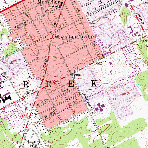Topographic Map of First Church of Christ Scientist, PA