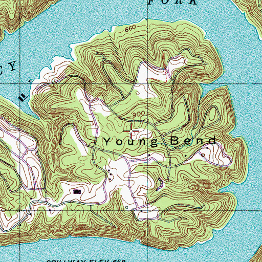 Topographic Map of Love Cemetery, TN