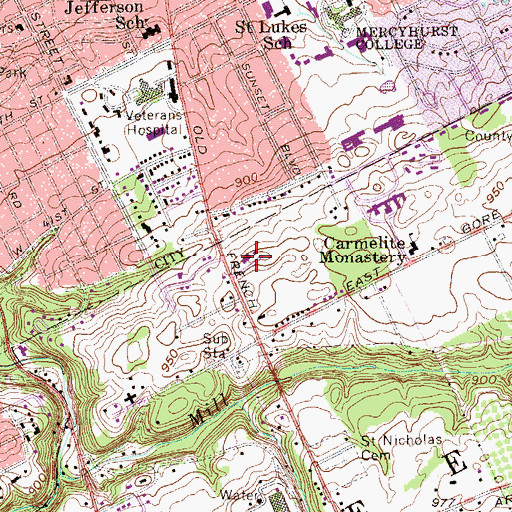 Topographic Map of Saint Marks Episcopal Church, PA