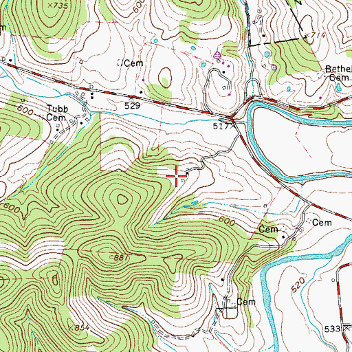 Topographic Map of Malone Cemetery, TN