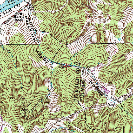 Topographic Map of Mocassin Bluff Cemetery, TN