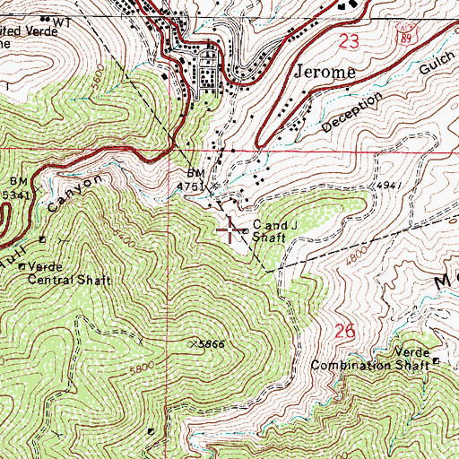 Topographic Map of C and J Shaft, AZ