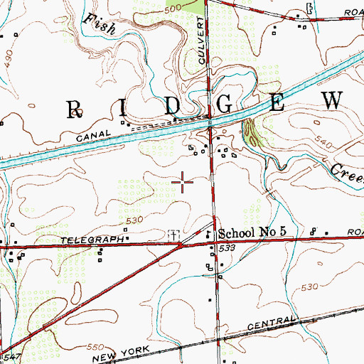 Topographic Map of Toussaint Farms, NY
