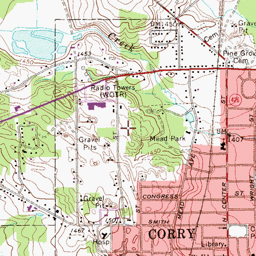 Topographic Map of First United Methodist Church, PA