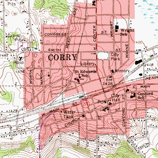 Topographic Map of Saint Thomas the Apostle Church, PA
