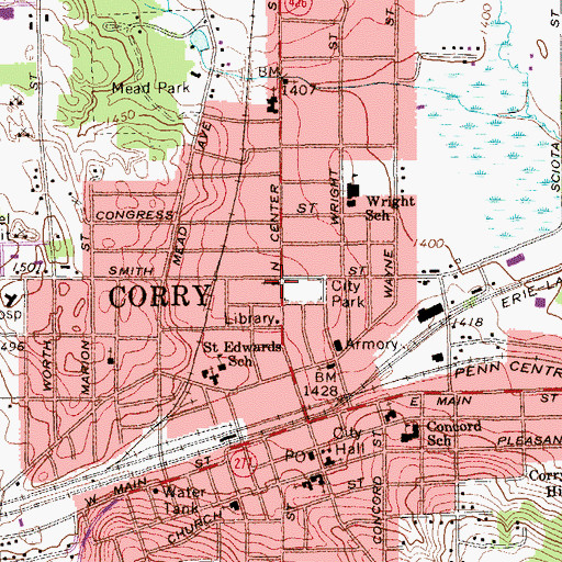 Topographic Map of Emmanuel Episcopal Church, PA