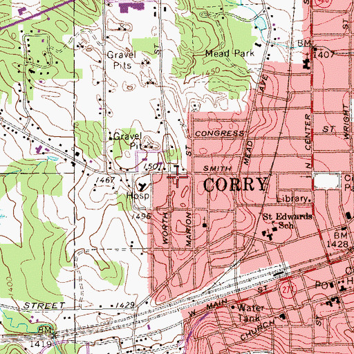 Topographic Map of Bible Believers Baptist Church, PA