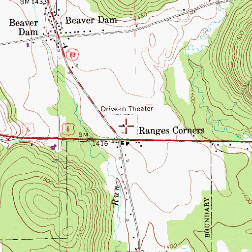 Topographic Map of Corry Drive-In, PA