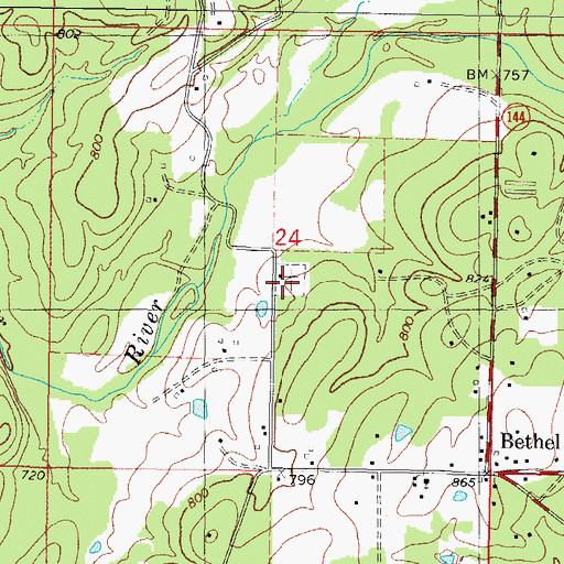 Topographic Map of Bethel Cemetery, OK
