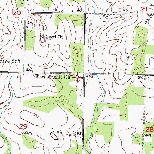 Topographic Map of Forest Hill Cemetery, OK