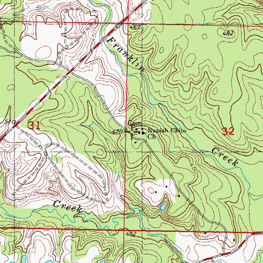 Topographic Map of Naniah Chito Cemetery, OK