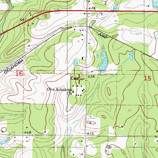 Topographic Map of Oka Achukma Cemetery, OK