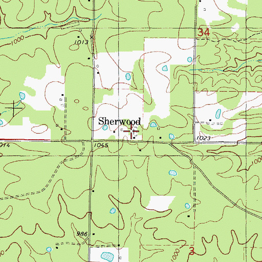 Topographic Map of Sherwood Cemetery, OK
