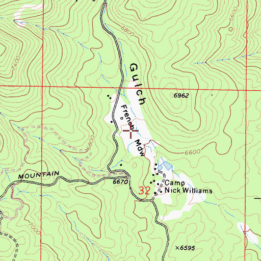 Topographic Map of French Meadow, CA