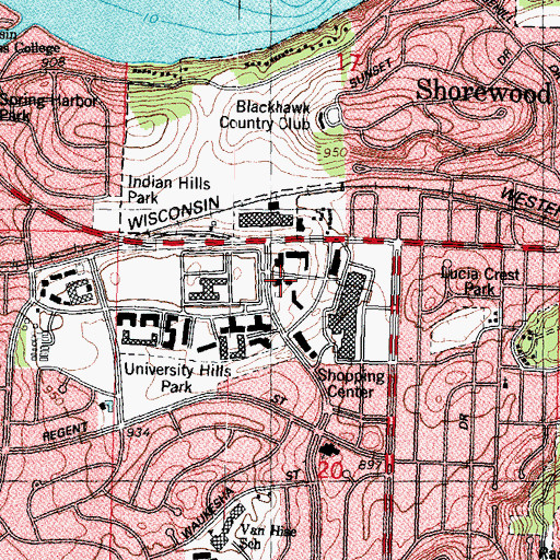 Topographic Map of Weston Place, WI